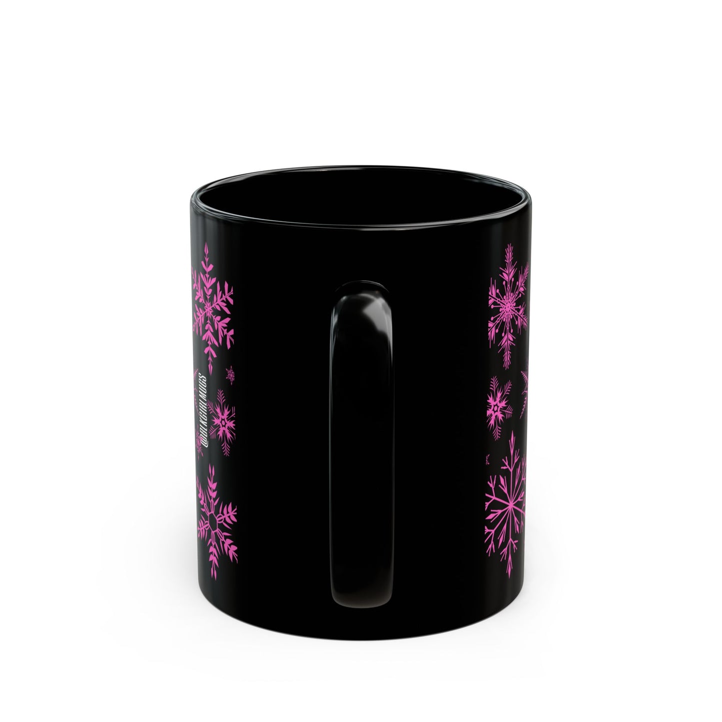 Pink and Black Snowflake Holiday Mug