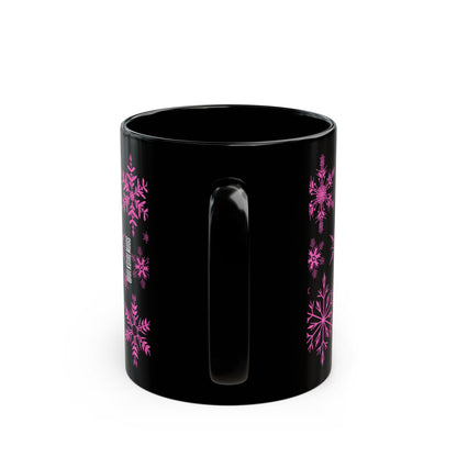 Pink and Black Snowflake Holiday Mug